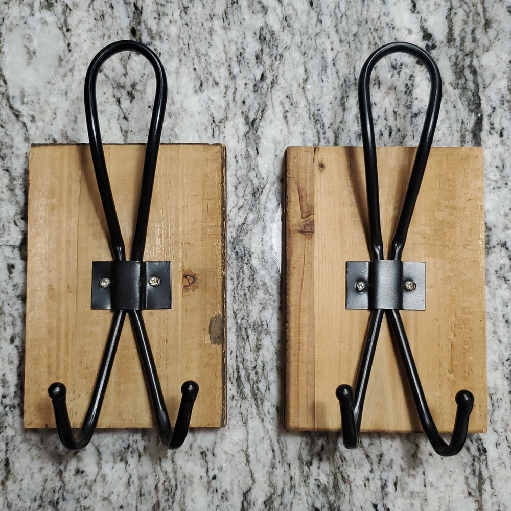 Rustic wooden and wire hooks